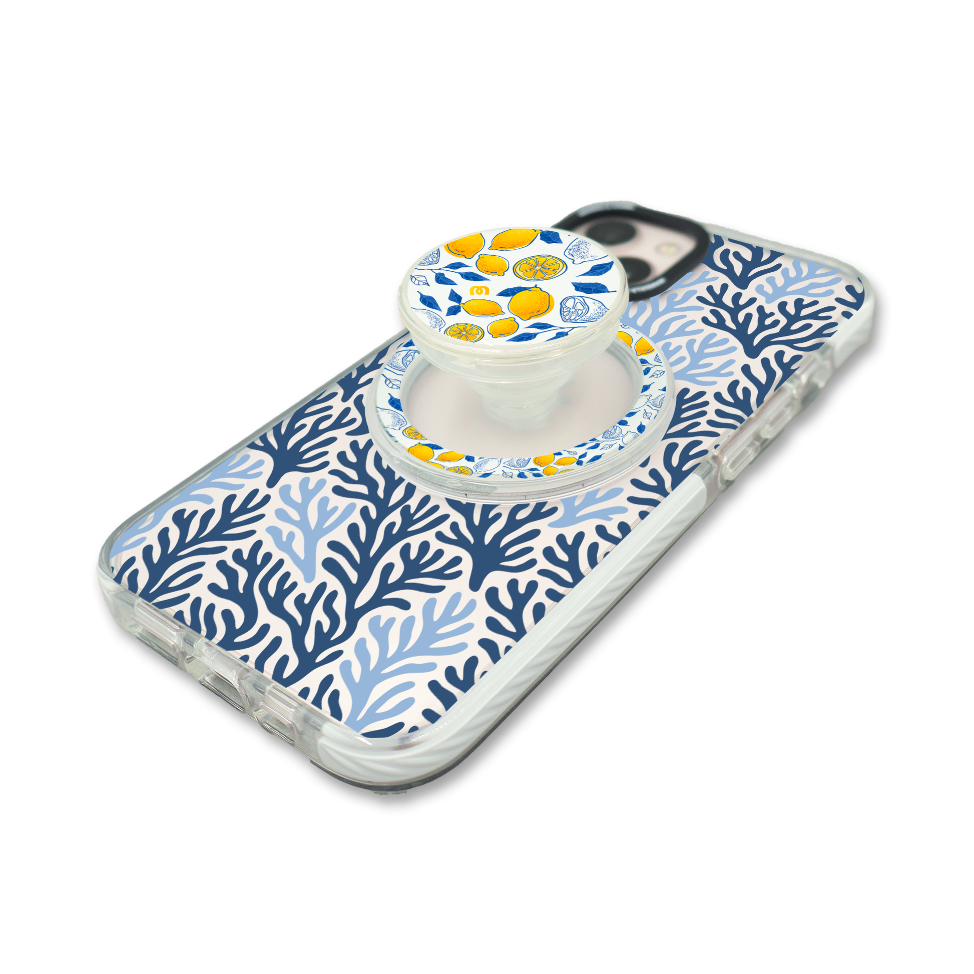 Phone Holder MagSafe Blue Lemon - Mandala Cases 
