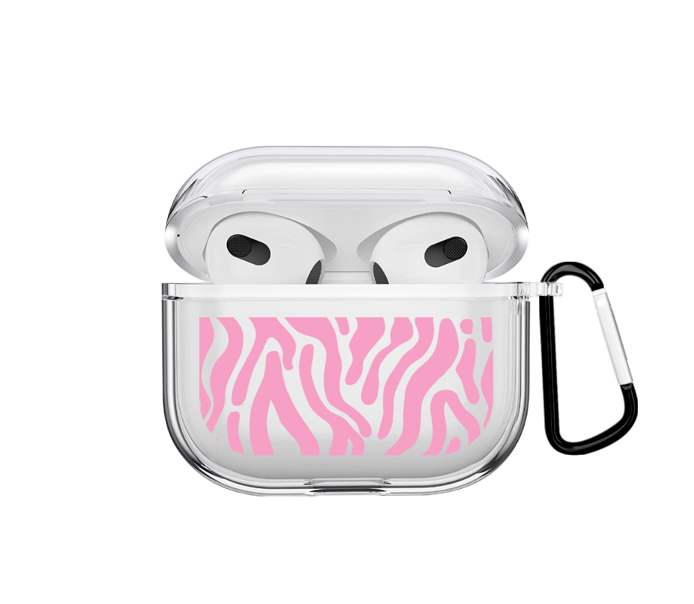 Clear Pink Lines Print Airpods case - Mandala Cases