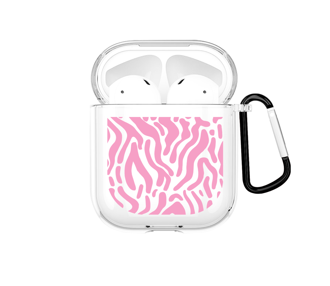 Clear Pink Lines Print Airpods case - Mandala Cases