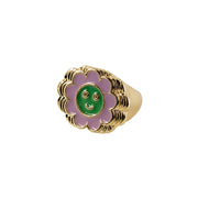 METAL GREEN FLOWER RING - Mandala Cases